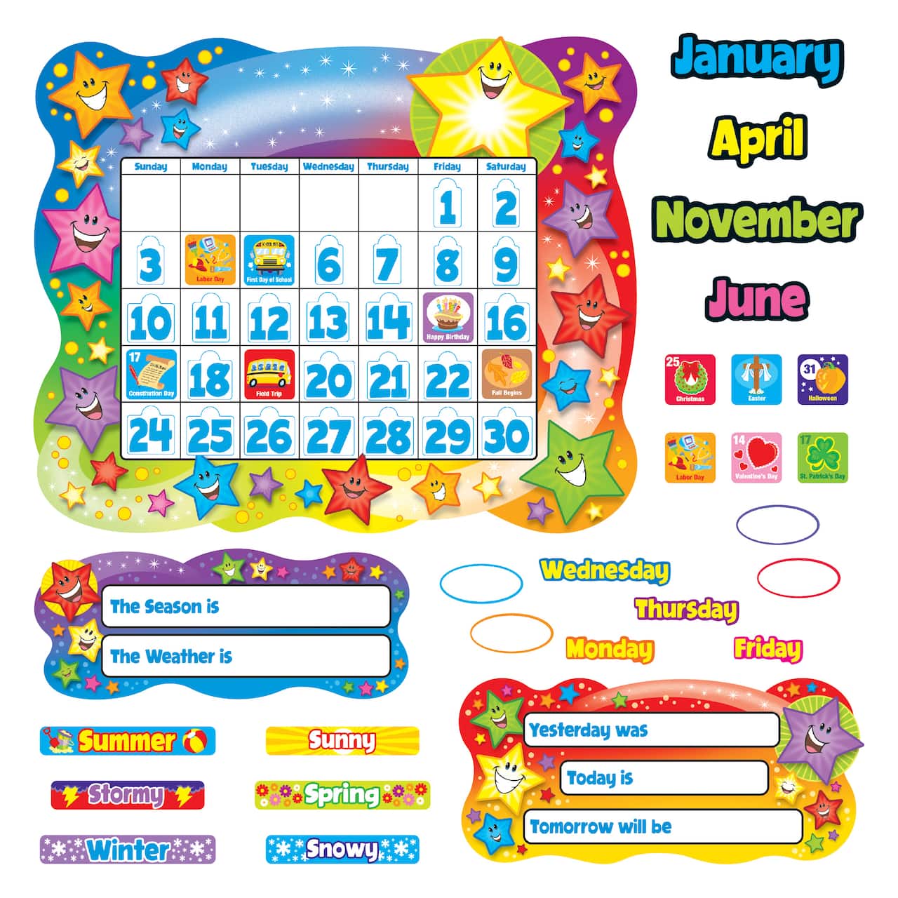 Trend Enterprises Star Calendar Bulletin Board Set